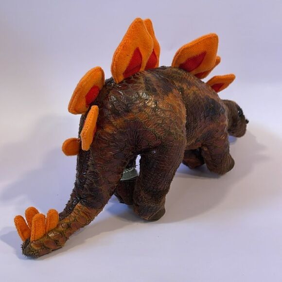 Douglas Plush Stegosaurus Dinosaur Stuffed Animal Red Brown Orange 11” long GUC - Picture 3 of 9